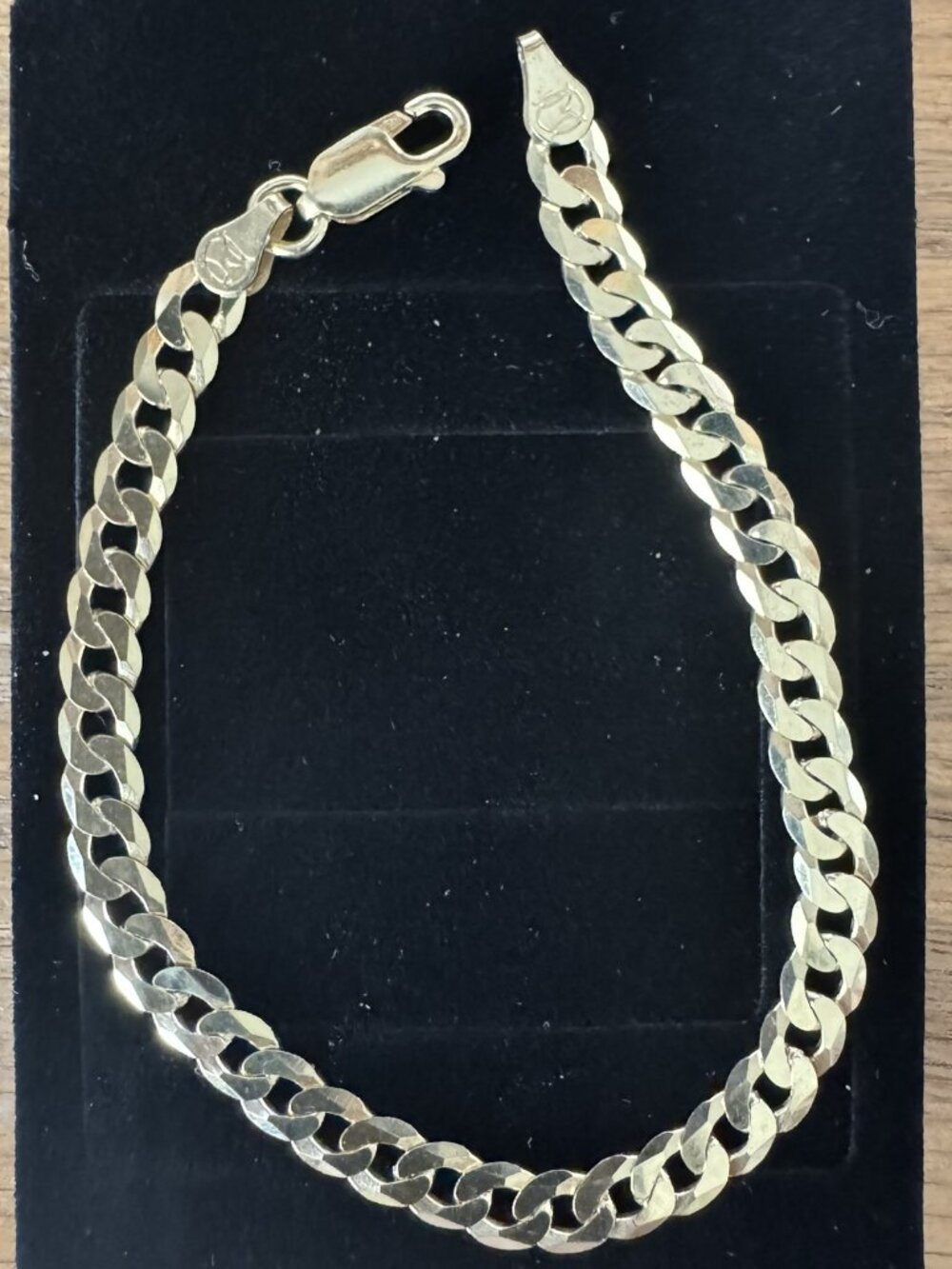 Curb Link Bracelet Gold Over 925 Sterling Silver 7" 5mm